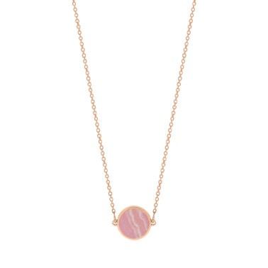 Collier Ginette NY Ever Disc mini en or rose et rhodochrosite