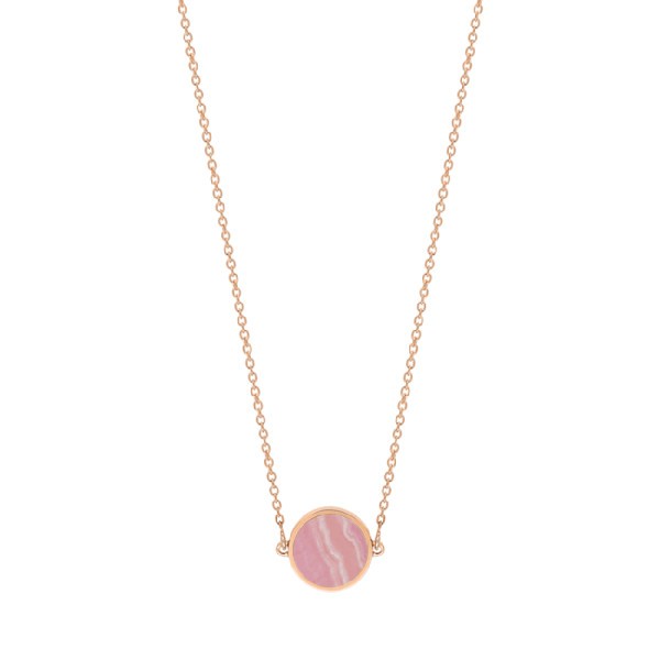 Collier Ginette NY Ever Disc mini en or rose et rhodochrosite