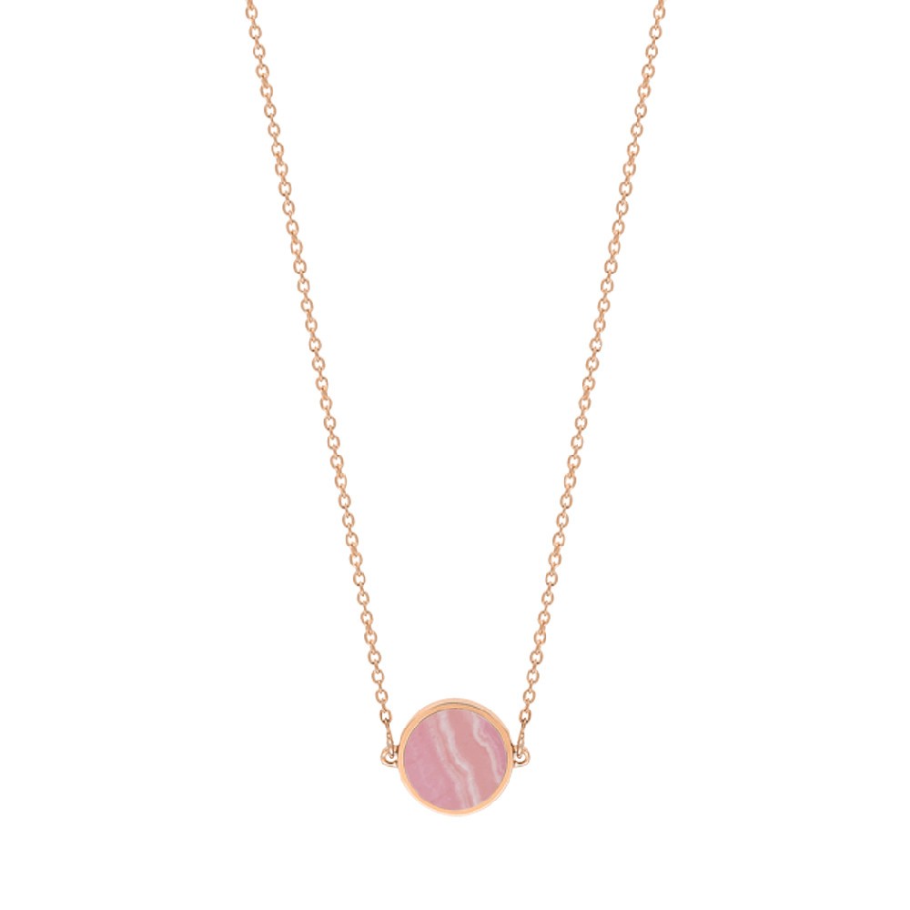 Collier Ginette NY Ever Disc mini en or rose et rhodochrosite