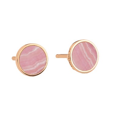 Boucles d'oreilles Ginette NY Ever Disc studs en or rose et rhodochrosite