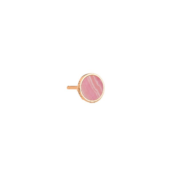 Earring Ginette NY Ever Disc stud in pink gold and rhodocrosite