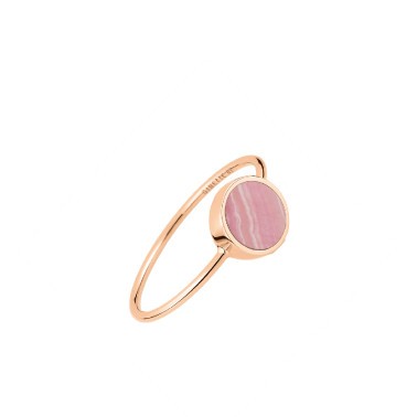 Bague Ginette NY Ever Disc mini en or rose et rhodochrosite