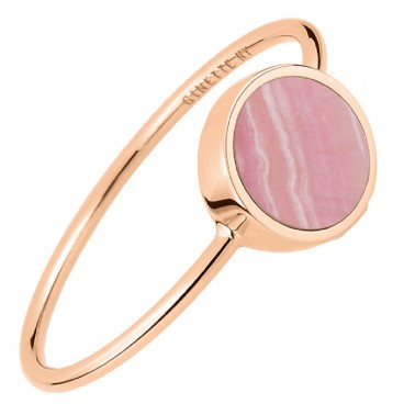 Bague Ginette NY Ever Disc mini en or rose et rhodochrosite