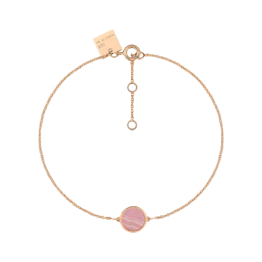 Bracelet Ginette NY Ever Disc mini in pink gold and rhodocrosite