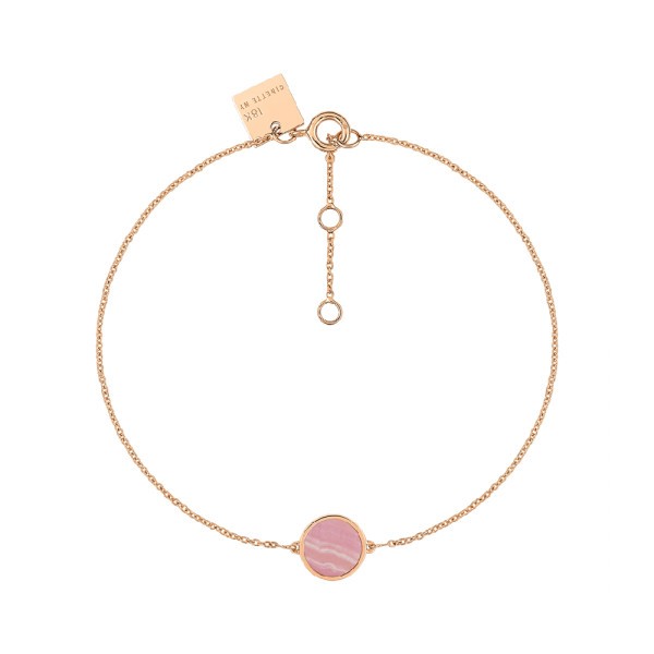 Bracelet Ginette NY Ever Disc mini in pink gold and rhodocrosite