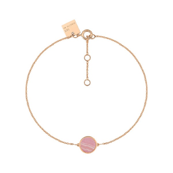 Bracelet Ginette NY Ever Disc mini en or rose et en rhodochrosite