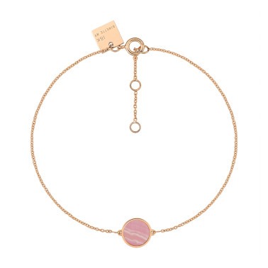 Bracelet Ginette NY Ever Disc mini in pink gold and rhodocrosite