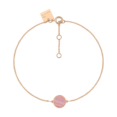 Bracelet Ginette NY Ever Disc mini in pink gold and rhodocrosite