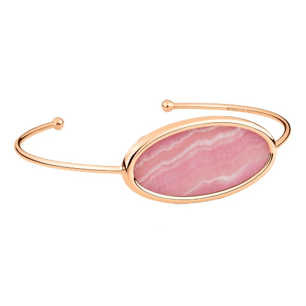 Bracelet bangle Ginette NY Ellipses en or rose et rhodochrosite