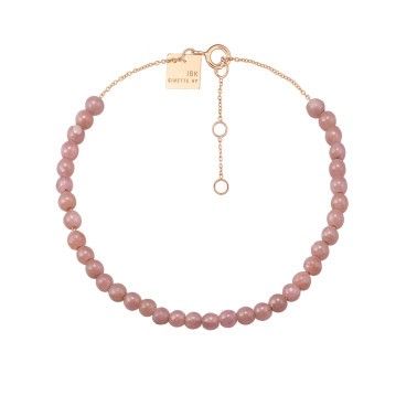 Bracelet Ginette NY Maria mini bead in pink gold and rhodocrosite