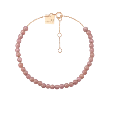 Bracelet Ginette NY Maria mini bead in pink gold and rhodocrosite