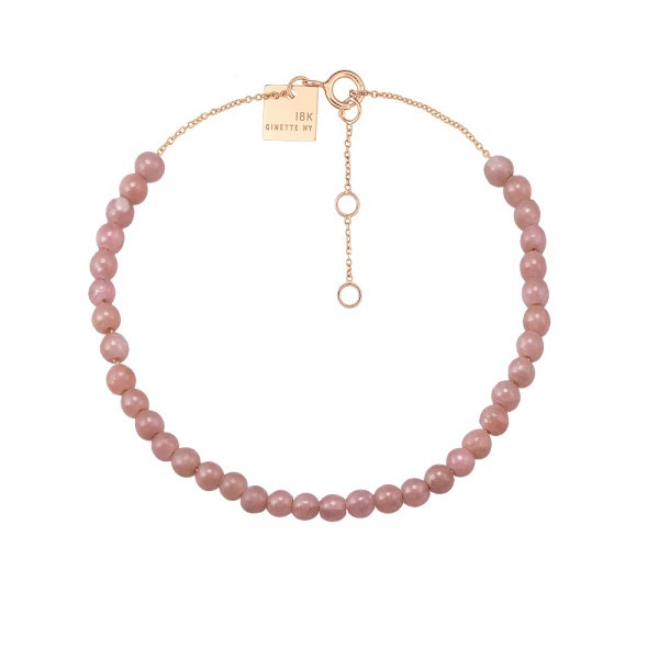 Bracelet Ginette NY Maria mini bead in pink gold and rhodocrosite