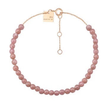 Bracelet Ginette NY Maria mini bead in pink gold and rhodocrosite