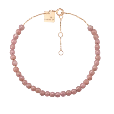 Bracelet Ginette NY Maria mini bead in pink gold and rhodocrosite