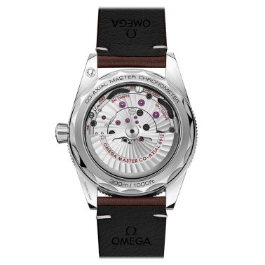 Omega Seamaster 300 automatic Co-Axial watch black dial brown leather strap 41 mm 234.32.41.21.01.001