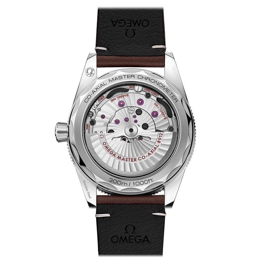 Omega Seamaster 300 automatic Co-Axial watch black dial brown leather strap 41 mm 234.32.41.21.01.001