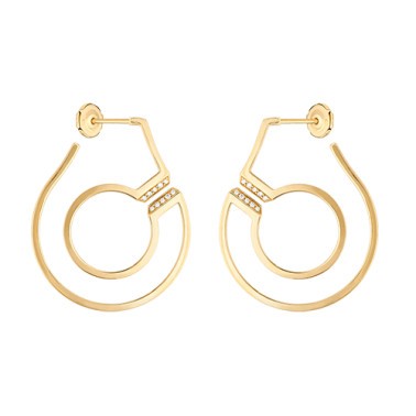 Creoles Dinh Van Menottes R27,5 in yellow gold and diamonds