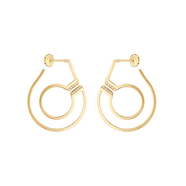 Creoles Dinh Van Menottes R27,5 in yellow gold and diamonds