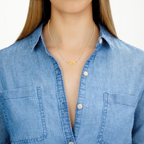 Necklace Dinh Van Menottes R12 in yellow gold and diamonds