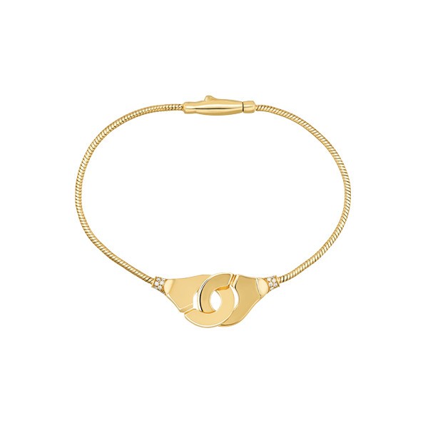 Bracelet Dinh Van Menottes R12 in yellow gold and diamonds