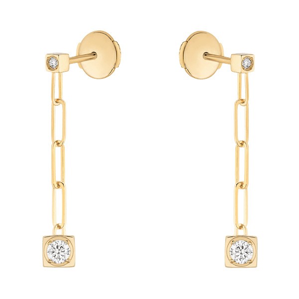 Earrings Dinh Van Le Cube Diamant in yellow gold and diamonds