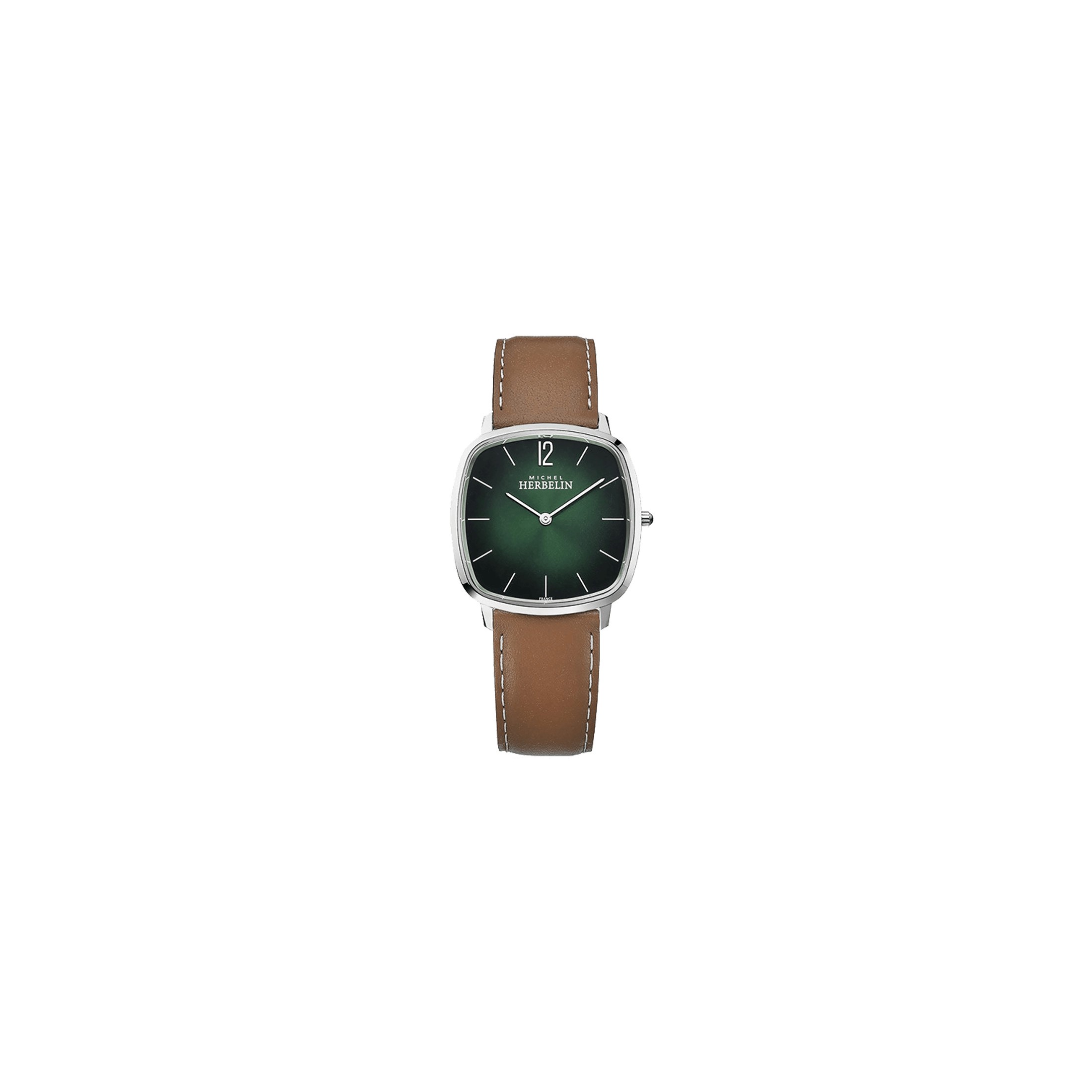 Michel Herbelin Orologio Uomo Al Quarzo - Cinturino In Acciaio Inox, Quadrante Verde, Cassa 36mm - Modello 16905/16B - Eleganza Francese