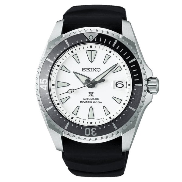 Seiko Prospex automatic titanium watch white dial silicone strap 43,5 mm SPB191J1