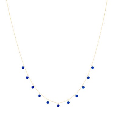 Necklace La Brune et la Blonde Polka in yellow gold and lapis lazuli
