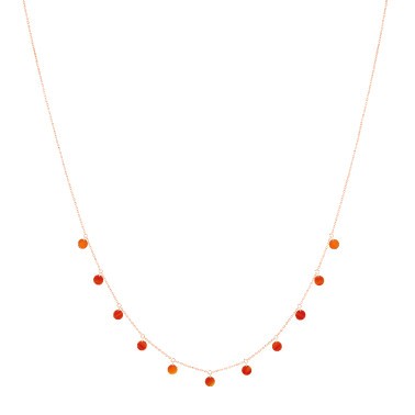 Necklace La Brune et la Blonde Polka in pink gold and cornelian