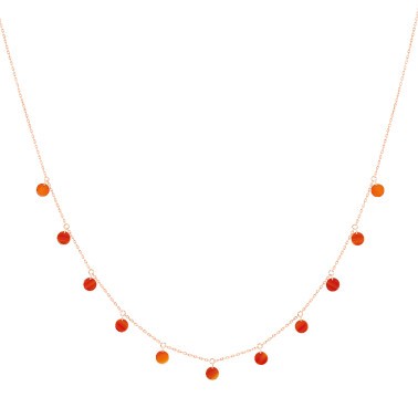 Necklace La Brune et la Blonde Polka in pink gold and cornelian