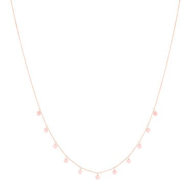 Necklace La Brune et la Blonde Polka in pink gold and pink opal