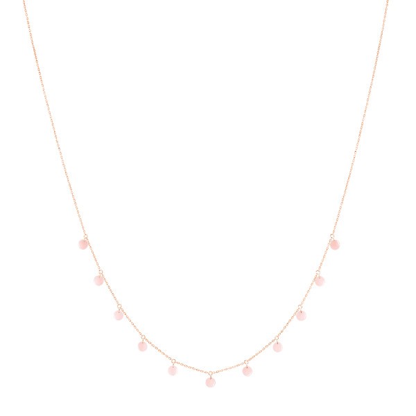 Necklace La Brune et la Blonde Polka in pink gold and pink opal