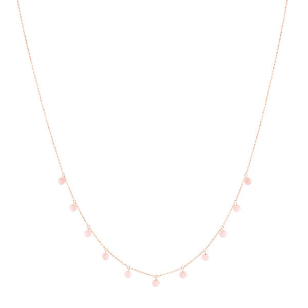 Necklace La Brune et la Blonde Polka in pink gold and pink opal