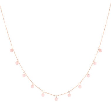 Necklace La Brune et la Blonde Polka in pink gold and pink opal