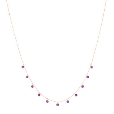 Necklace La Brune et la Blonde Polka in pink gold and lepidolite