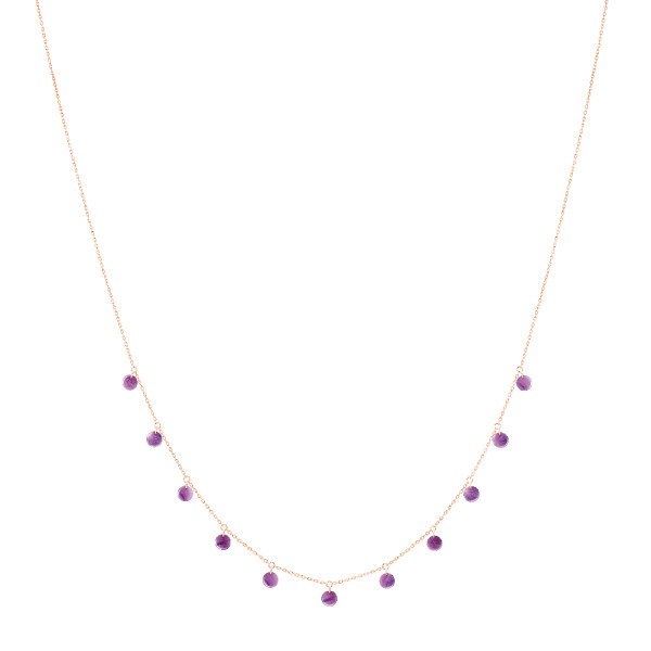 Collier La Brune et la Blonde Polka en or rose et lépidolite