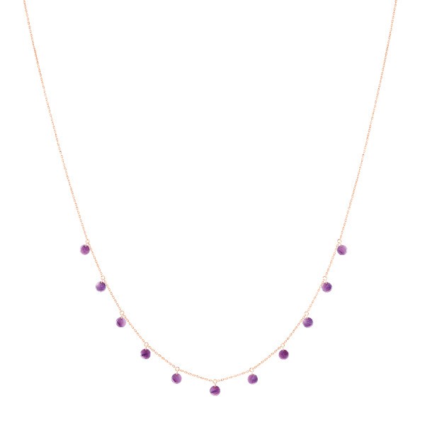 Collier La Brune et la Blonde Polka en or rose et lépidolite