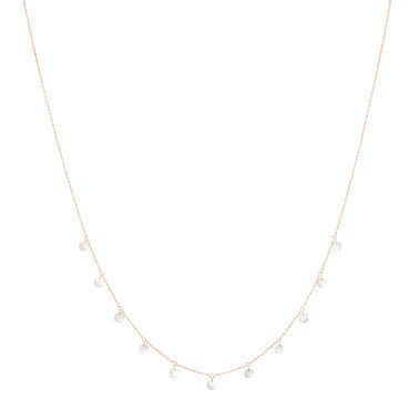 Necklace La Brune et la Blonde Polka in pink gold and white mother of pearl