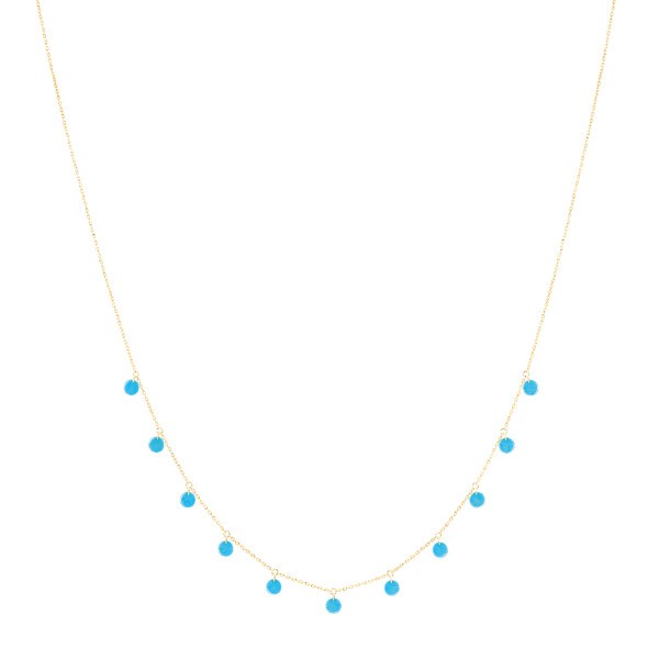 Collier La Brune et la Blonde Polka en or jaune et turquoise