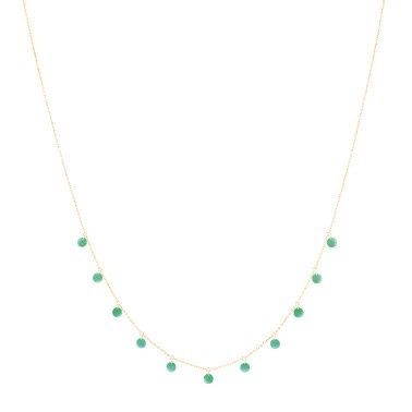 Collier La Brune et la Blonde Polka en or jaune et onyx vert