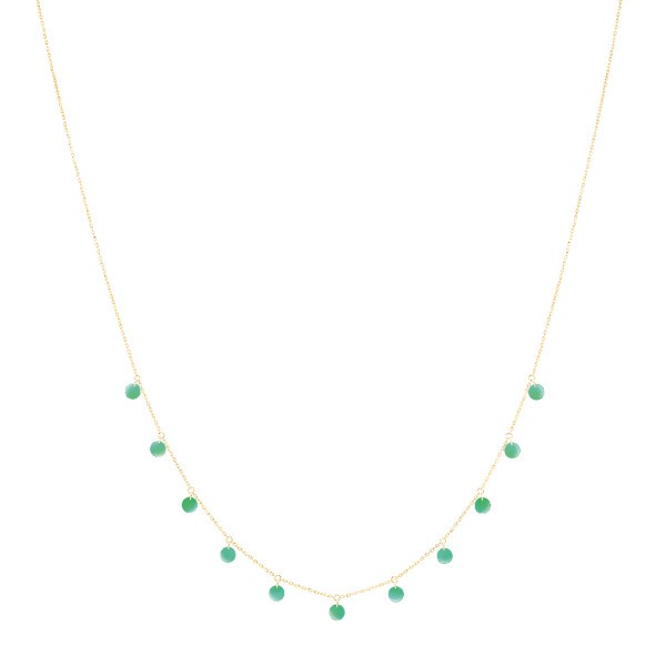 Necklace La Brune et la Blonde Polka in yellow gold and green onyx