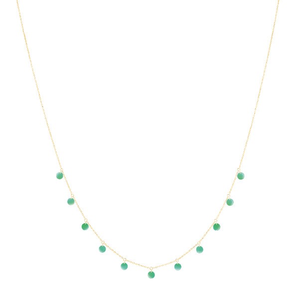 Necklace La Brune et la Blonde Polka in yellow gold and green onyx
