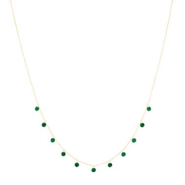 Necklace La Brune et la Blonde Polka in yellow gold and malachite