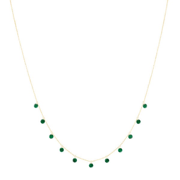 Collier La Brune et la Blonde Polka en or jaune et malachite