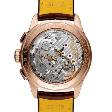 Montre Breitling Premier B09 Automatique Chronograph 40 Or rouge cadran argent bracelet cuir croco brun 40 mm