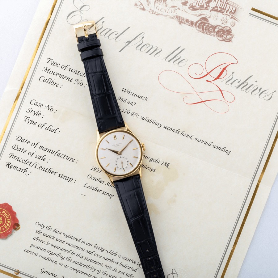 Montre Patek Philippe Calatrava Jumbo en or jaune remontage manuel 1951 36 mm 570