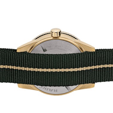 Montre Rado Captain Cook automatique bronze cadran vert bracelet tissu vert 42 mm R32504317