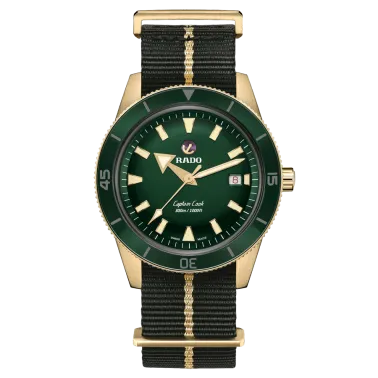 Rado Captain Cook automatic watch bronze green dial green fabric strap 42 mm R32504317