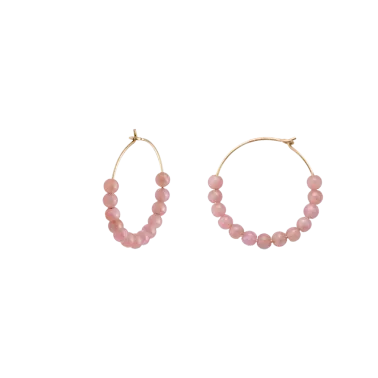 Hoops earrings Ginette NY Maria in pink gold and rhodocrosite