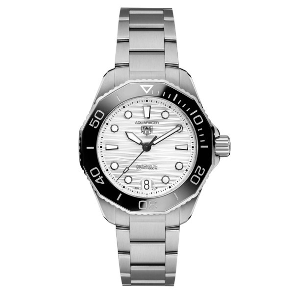 Montre TAG Heuer Aquaracer Professional 300 Calibre 5 cadran argent laqué bracelet acier 36 mm WBP231C.BA0626